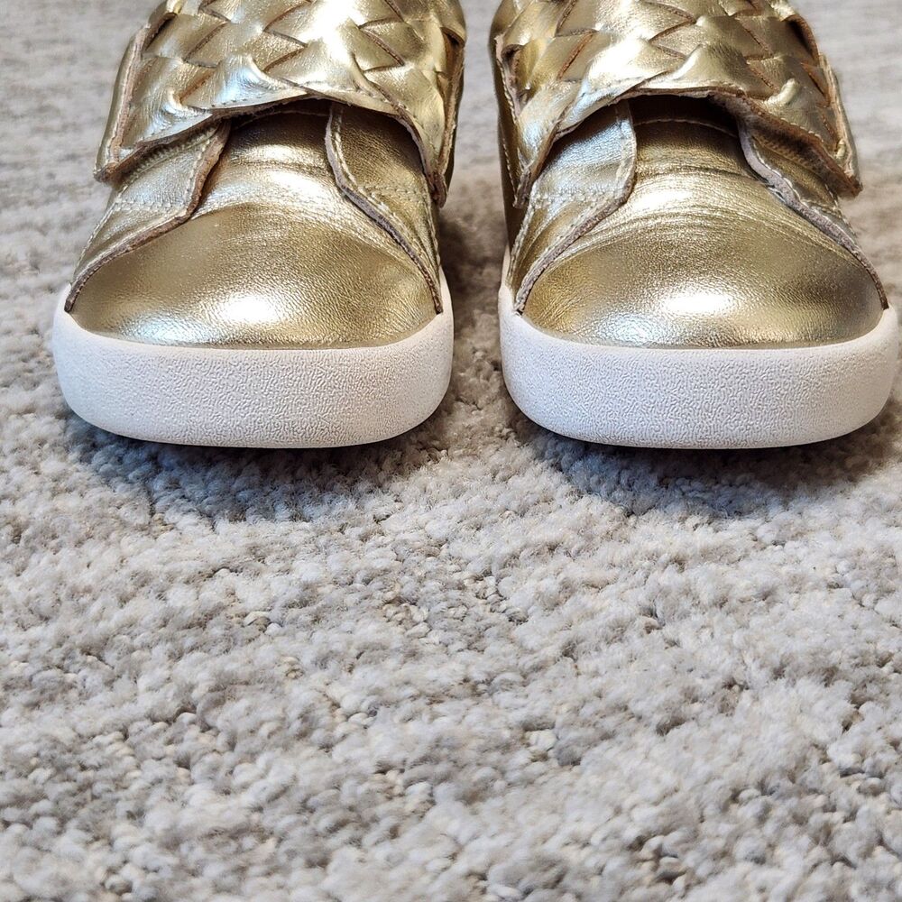 OLDSOLES girls metallic gold braided sneakers shoes size 28 EU or 11 US child - Picture 3 of 11